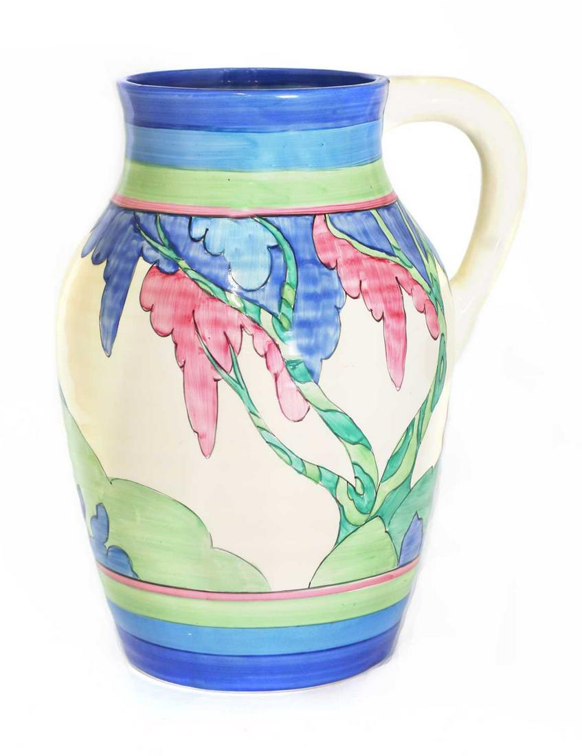 A Clarice Cliff 'Rudyard' Isis jug, (1 of 3)
