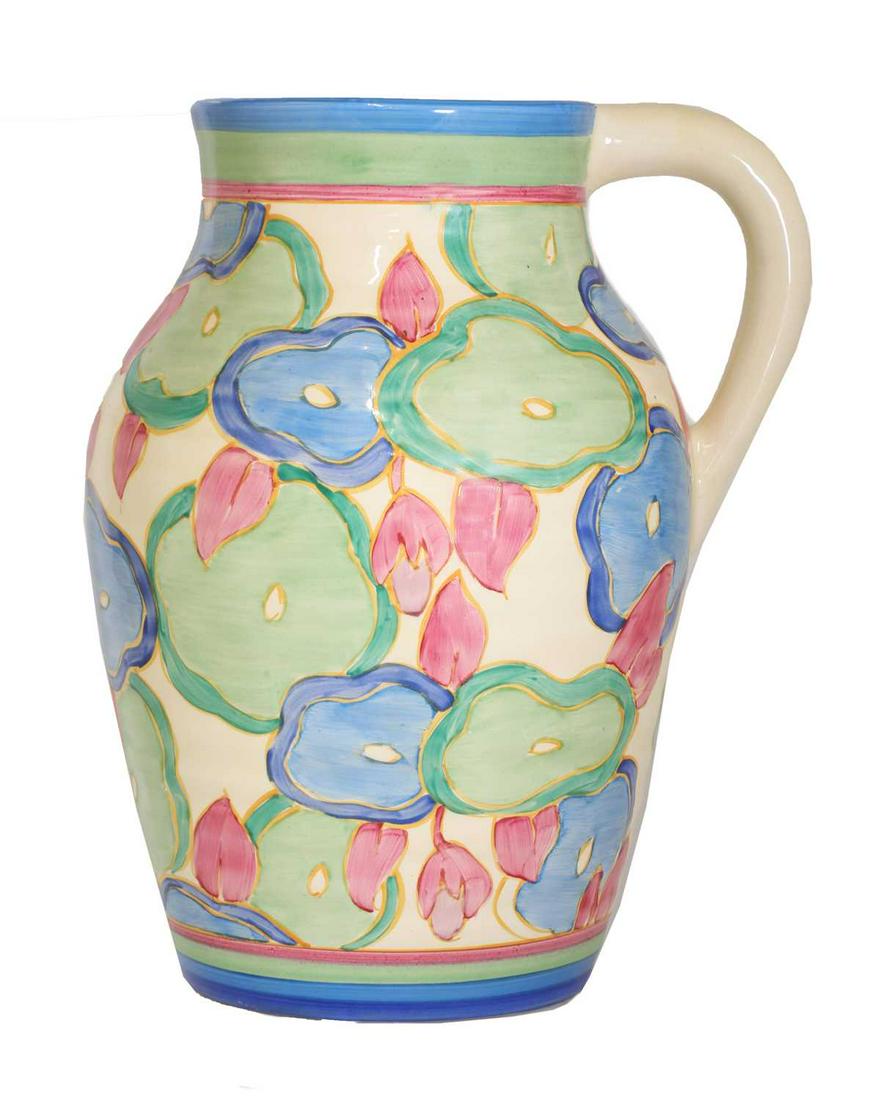 A Clarice Cliff 'Blue Chintz' Isis jug, (1 of 3)