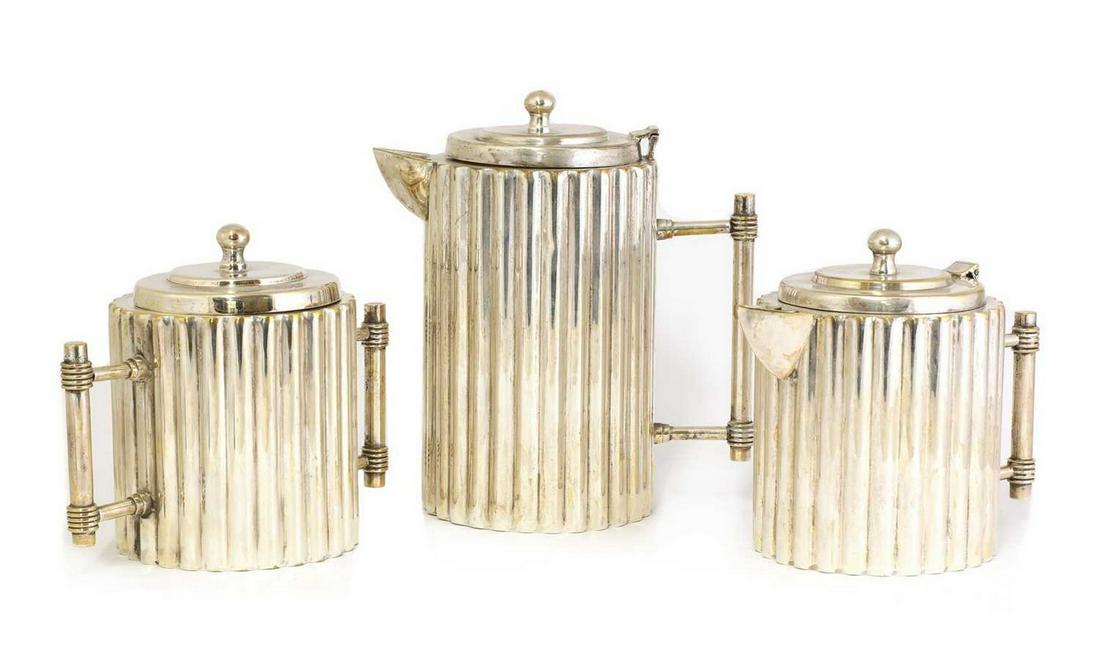 An Art Deco silver-plated coffee set, (1 of 3)