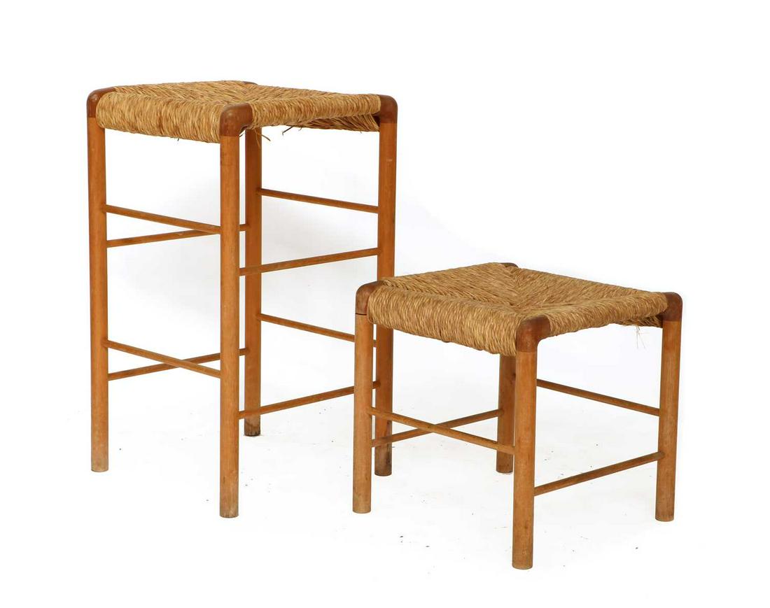 A set of two Neoponti ash stools, (1 of 3)