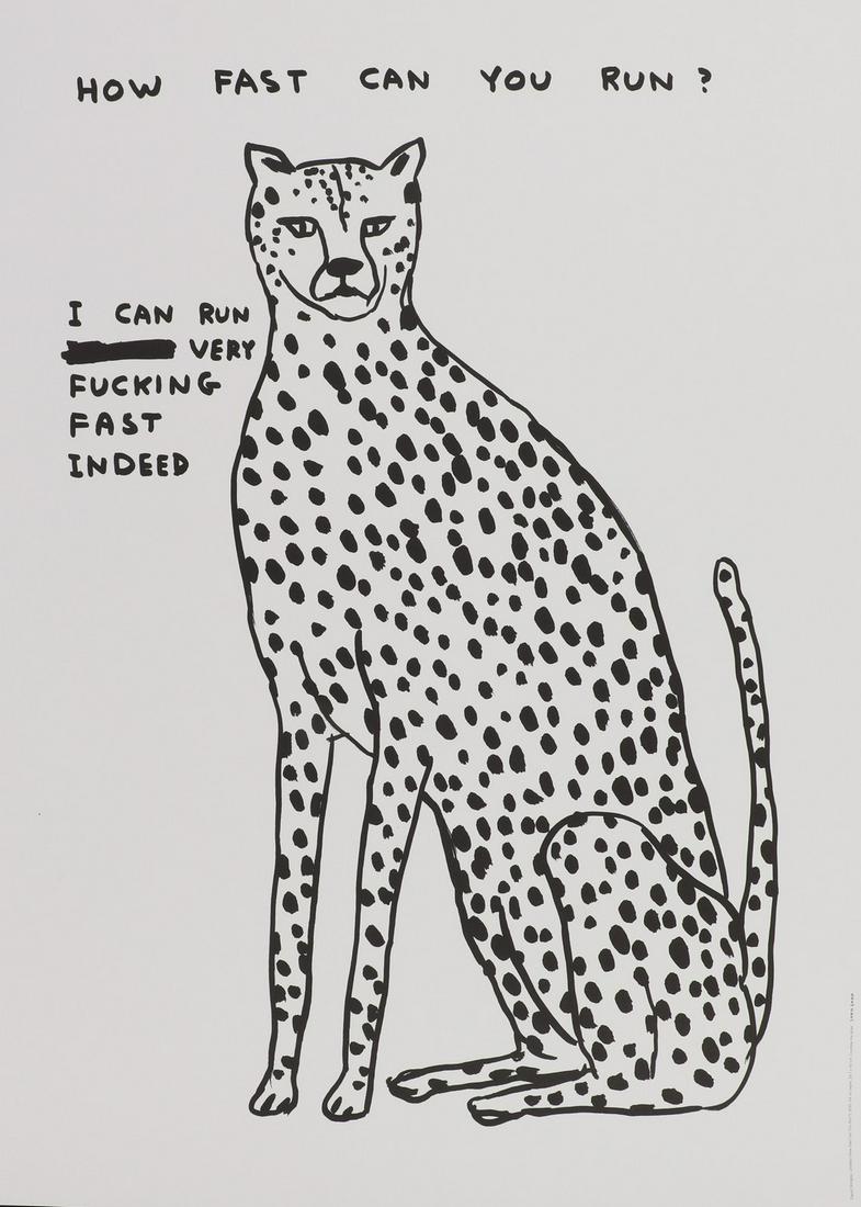 David Shrigley (b.1968): David Shrigley (b.1968) ? David Shrigley (b.1968) 'How Fast Can You Run?' offset lithograph, from an edition of 250 70 x 50cm Condition Report: Previously rolled in tube, overall in very good conditio