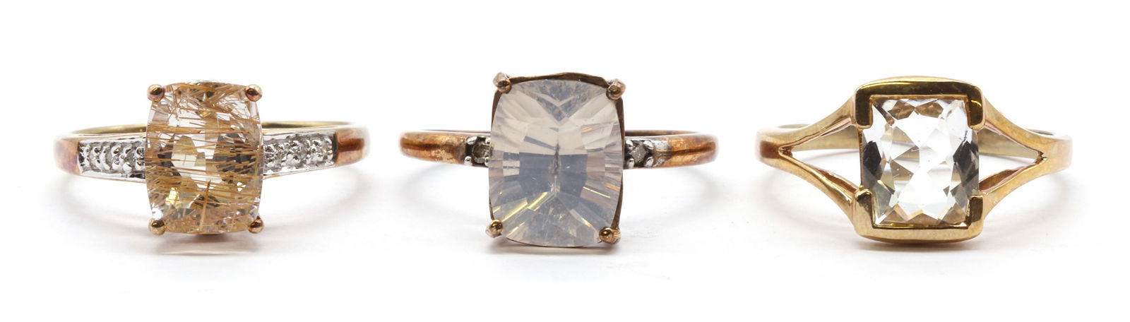 Three 9ct gold rings, (1 of 6)