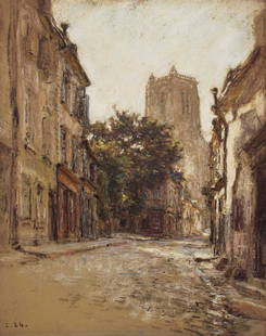 Léon Augustin Lhermitte (French, 1844-1925): Léon Augustin Lhermitte (French, 1844-1925) Léon Augustin Lhermitte (French, 1844-1925) Bourges, the cathedral in the distance signed with initials l.l., pastel 31.5 x 23.5cm Exhibited: Pari