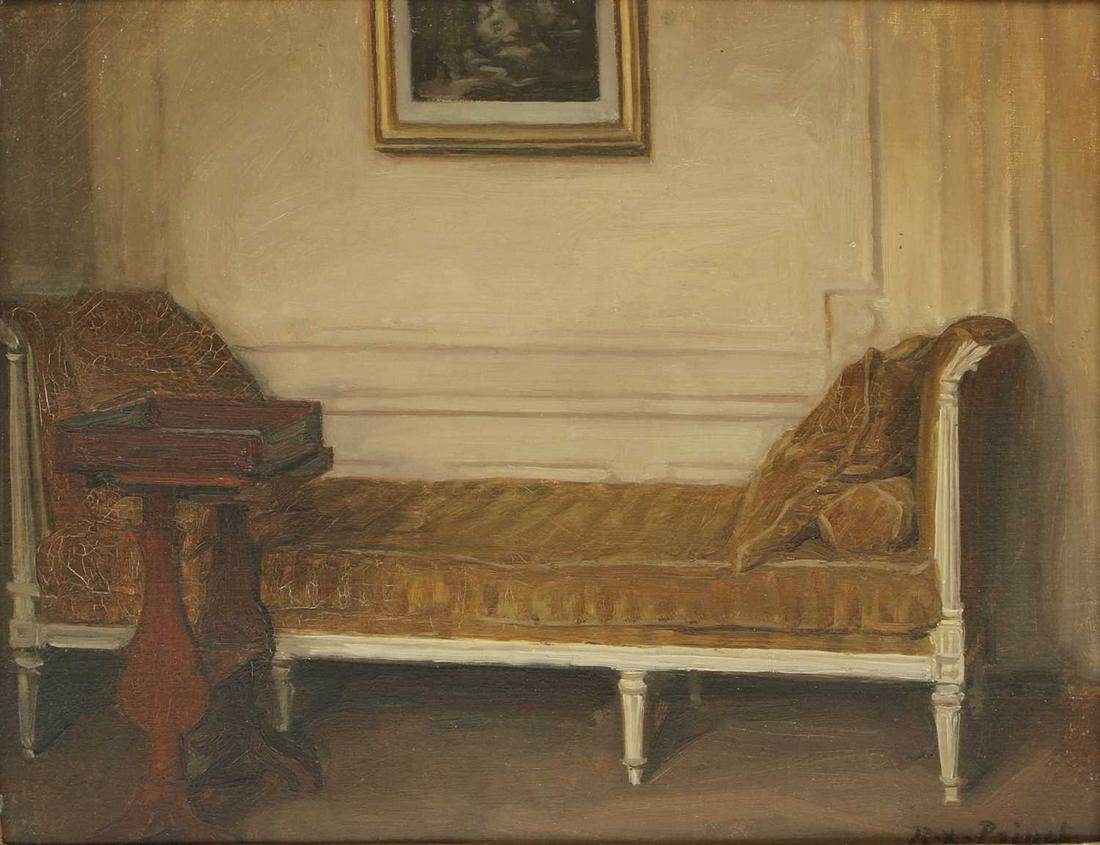 René Xavier François Prinet (French, 1861-1946): René Xavier François Prinet (French, 1861-1946) René Xavier François Prinet (French, 1861-1946) Interior scene, with a daybed and painting above oil on canvas 33.5 x 41cm