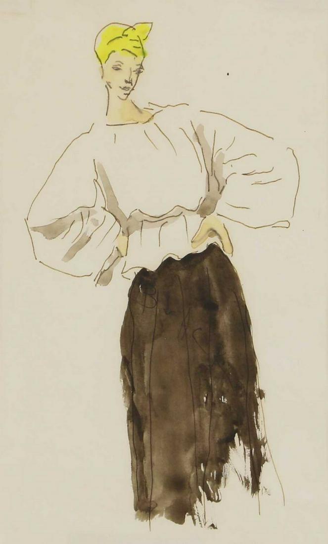 Cecil Beaton (1904-1980): Cecil Beaton (1904-1980) ▴ Cecil Beaton (1904-1980) Lady with yellow headdress pen, ink and watercolour 29 x 17cm Provenance: With Babbington Fine Art; The Cecil Beaton Studio Sale, Christie's.
