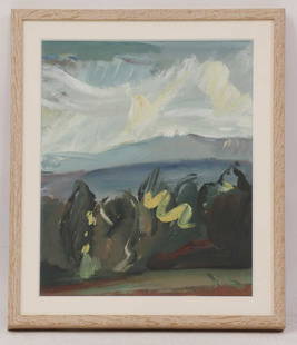 Maurice Cockrill RA (1936-2013): Maurice Cockrill RA (1936-2013) ▴ Maurice Cockrill RA (1936-2013) Tuscan landscape signed 'Maurice Cockrill' and inscribed with title on frame verso, oil on paper 45 x 37.5cm Condition Report: F