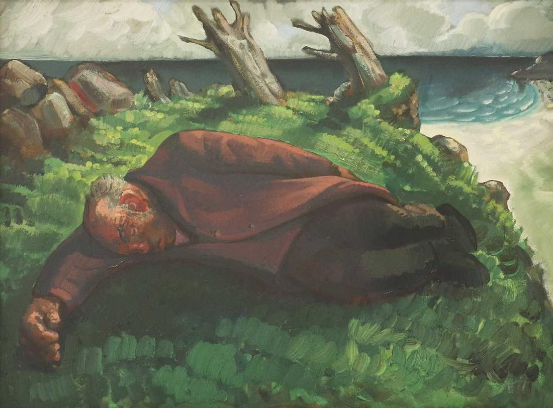 Peter Howson (b.1958): Peter Howson (b.1958) ▴ Peter Howson (b.1958) 'The Final Resting Place', 1989 oil on canvas 50.5 x 61cm Provenance: With Flowers East, London. Condition Report: Framed size: 65 x 75cm. Appears t