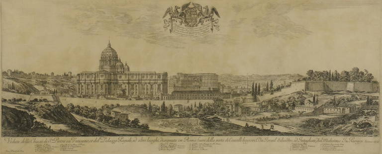 Israel Silvestre (French, 1621-1691): Israel Silvestre (French, 1621-1691) Israel Silvestre (French, 1621-1691) View of St Peter's Basilica, Vatican and Papal Palace, Rome, 1652 etching 30 x 78cm Provenance: The Estate of Sir Jack and Lad
