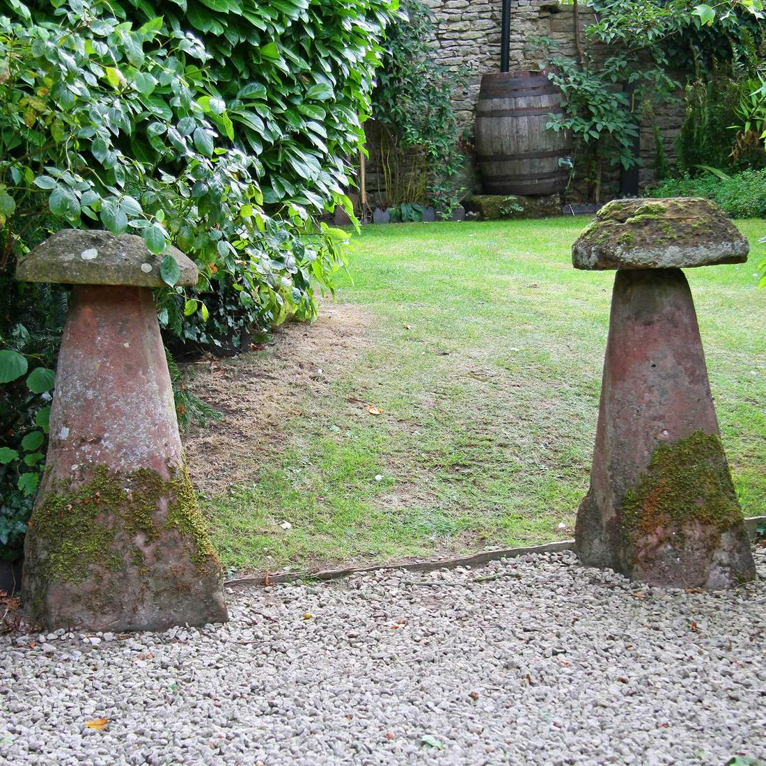 A pair of tall sandstone staddle stones, (1 of 1)