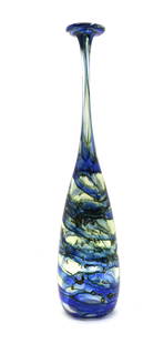 An Isle of Wight Seaward studio glass attenuated bottle vase: An Isle of Wight Seaward studio glass attenuated bottle vase An Isle of Wight Seaward studio glass attenuated bottle vase, c.1973, designed by Michael Harris, of slender tapering form, 46.7cm high Con