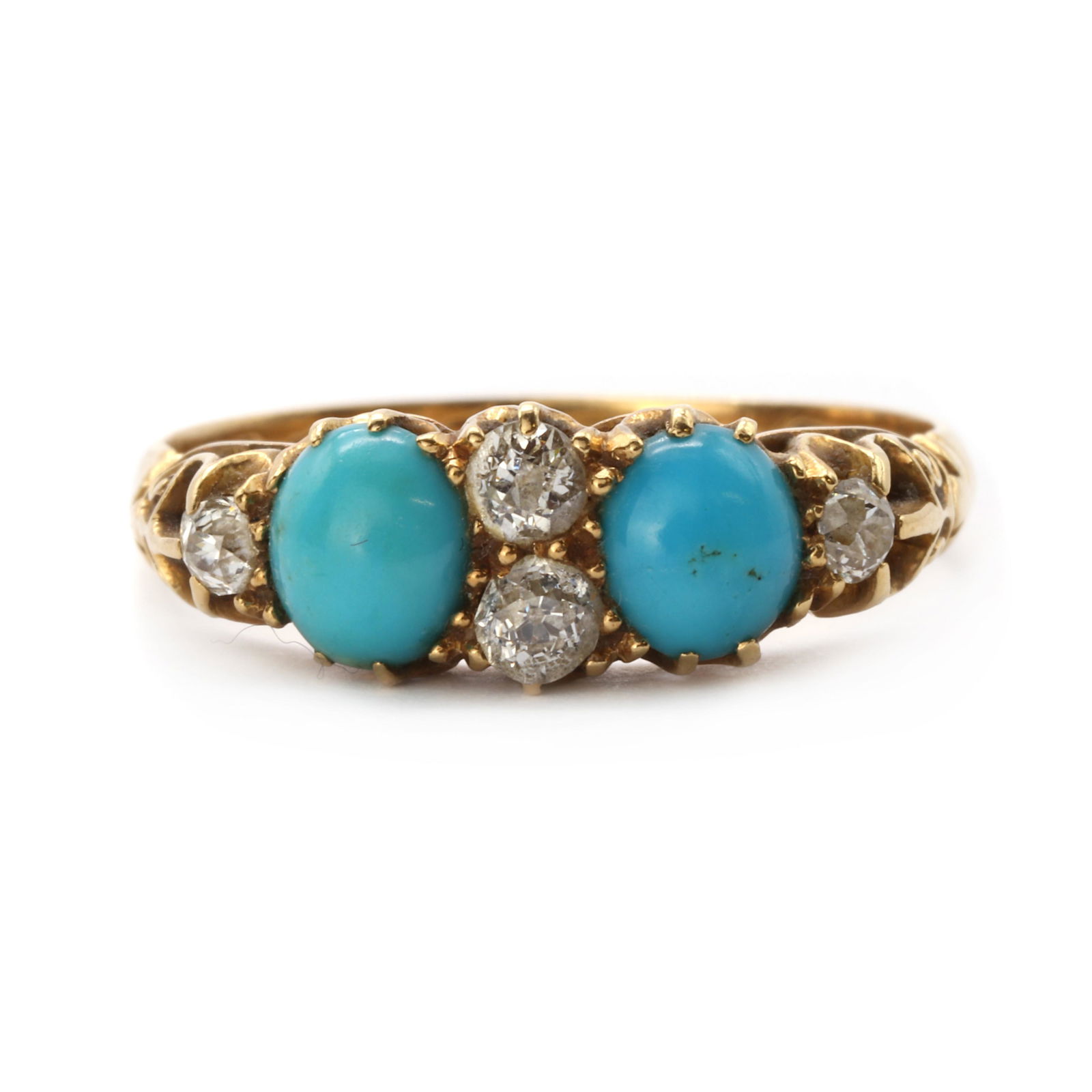 A Victorian 18ct gold diamond and turquoise ring, (1 of 3)