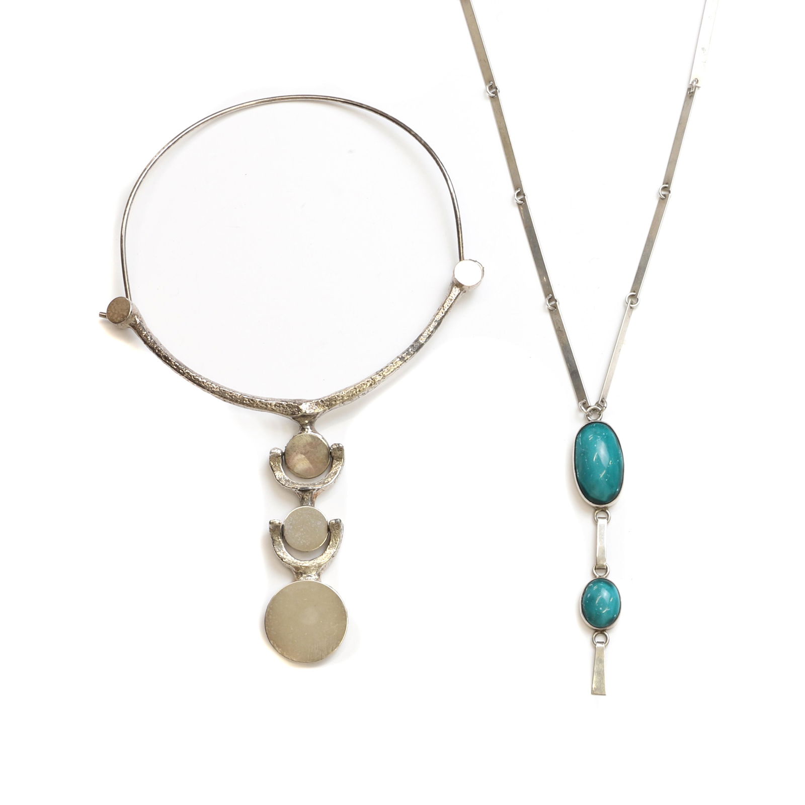 A Danish Modernist silver plated necklace, by Jacob Hull for Buch & Deichmann, c.1970,: A Danish Modernist silver plated necklace, by Jacob Hull for Buch & Deichmann, c.1970, A Danish Modernist silver plated necklace, by Jacob Hull for Buch & Deichmann, c.1970, a graduated articulated pe