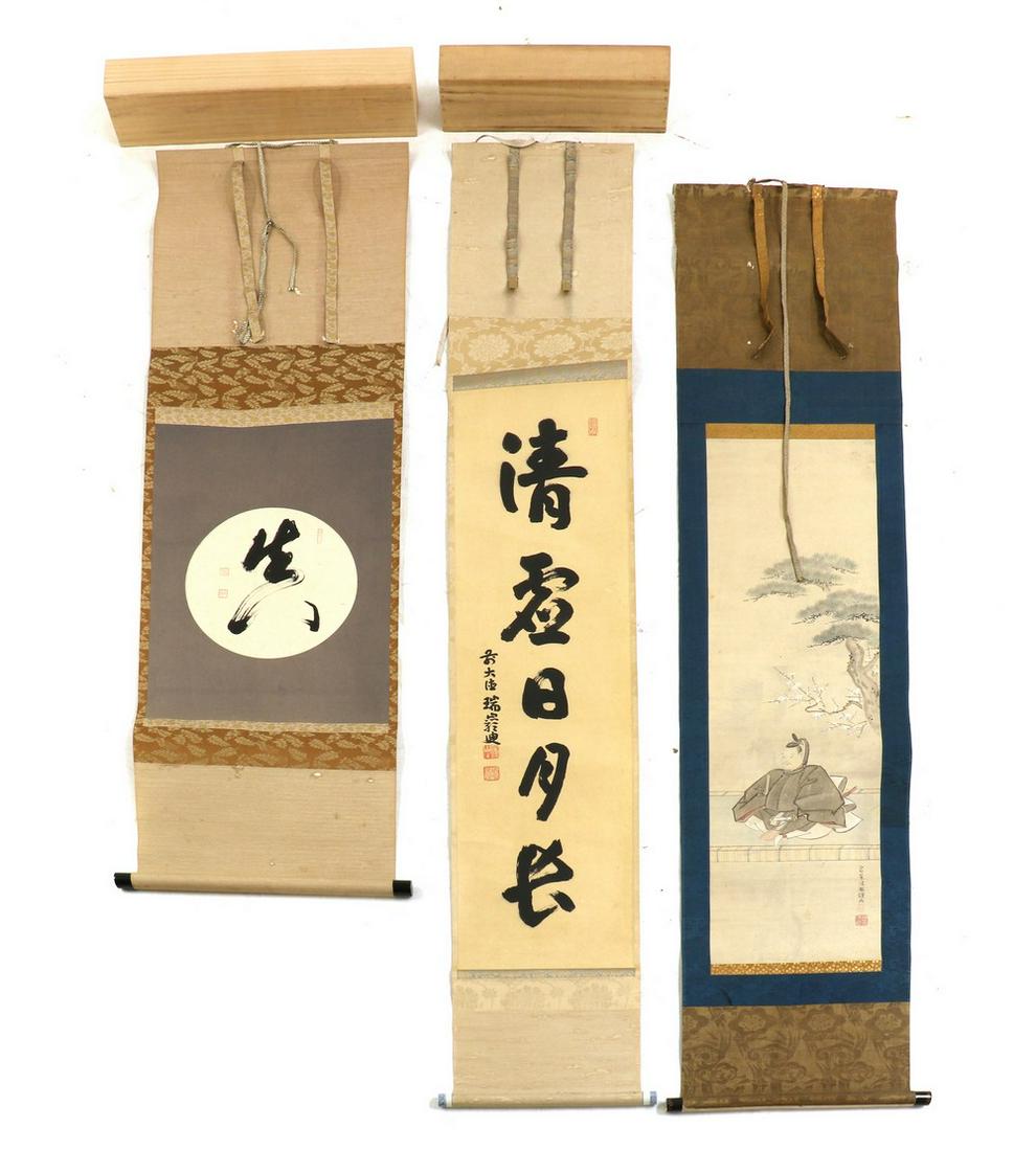 A group of three Japanese hanging scrolls, (1 of 1)