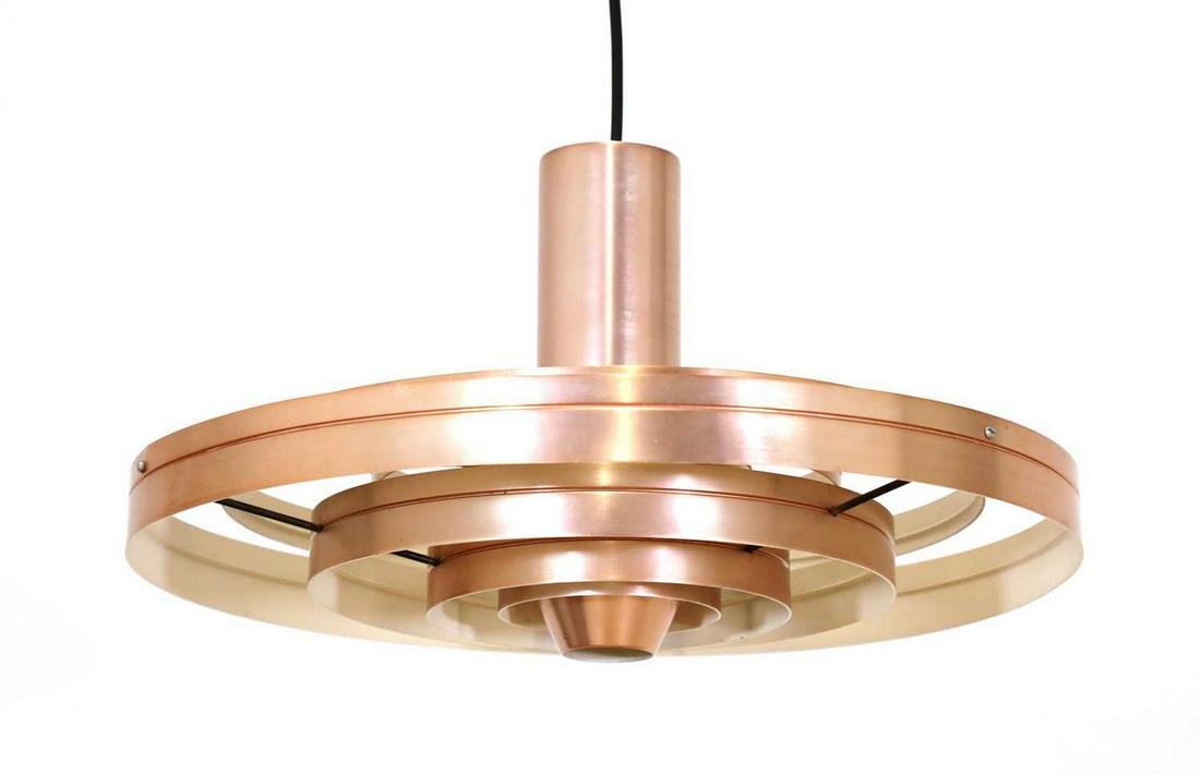 A Fibonacci hanging copper-finish pendant light,: A Fibonacci hanging copper-finish pendant light, A Fibonacci hanging copper-finish pendant light, designed by by Sophus Frandsen for Fog & Mørup, 45cm diameter 23cm high
