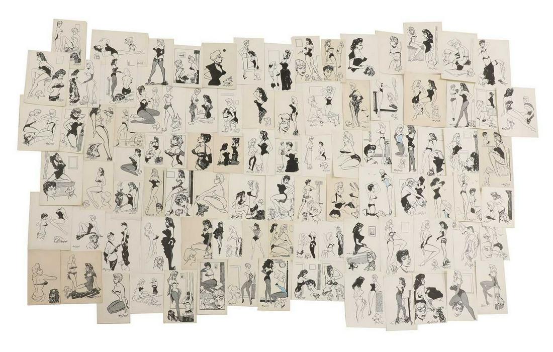 A collection of ninety-three pen and ink drawings, (1 of 3)