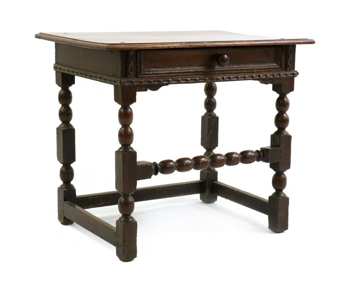 A James II style oak side table, (1 of 3)