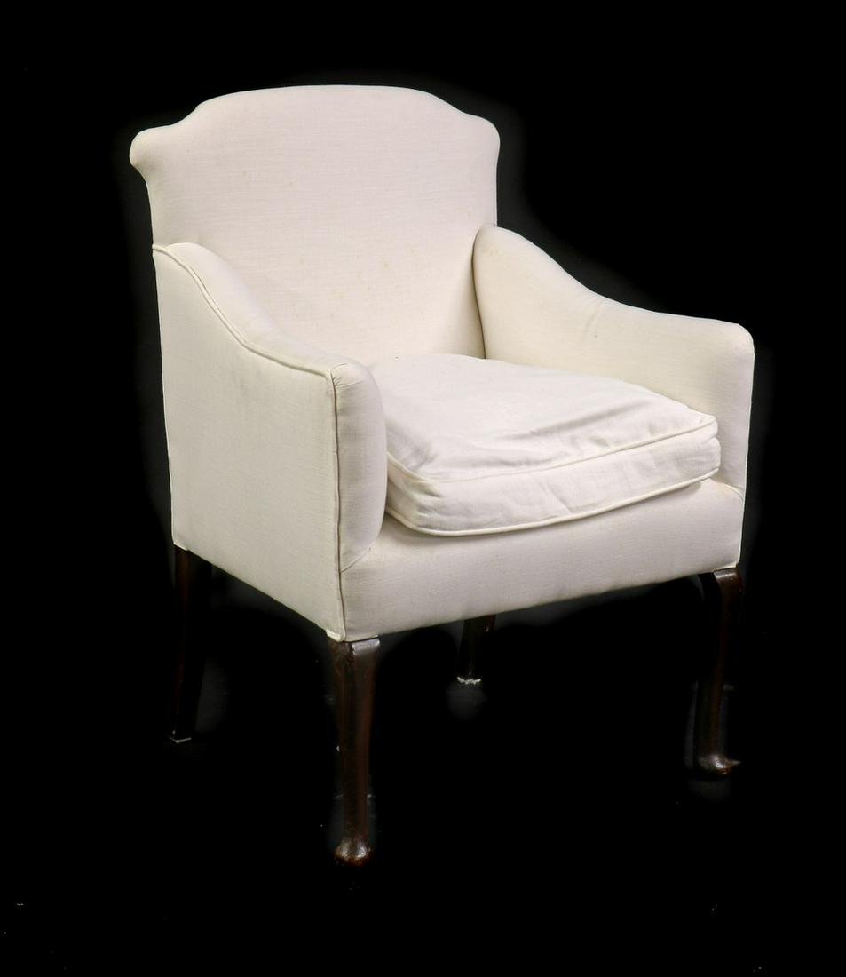 A white upholstered dressing table chair, (1 of 3)