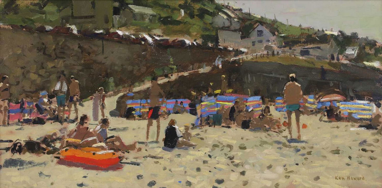 Ken Howard RA (1932-2022): Ken Howard RA (1932-2022) ▴ Ken Howard RA (1932-2022) 'Summer of '95' signed 'Ken Howard' l.r., oil on canvas 30.5 x 61cm Exhibited: Brian Sinfield Gallery, Burford, Ken Howard Exhibition, Novem