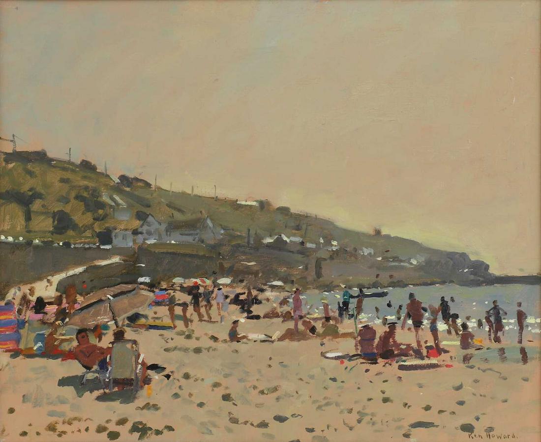 Ken Howard RA (1932-2022): Ken Howard RA (1932-2022) ▴ Ken Howard RA (1932-2022) 'Golden Evening, Sennen', 1995 signed 'Ken Howard' l.r., oil on canvas 50.5 x 60.5cm Exhibited: Brian Sinfield Gallery, Burford, Ken Howard
