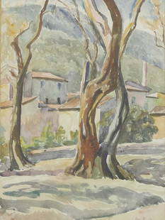 Roger Fry (1866-1934): Roger Fry (1866-1934) Roger Fry (1866-1934) Landscape at Vence signed and dated 'Roger Fry '21' in pencil l.r., watercolour 41 x 31.5cm Condition Report: Framed size Not viewed out of glazed frame 64