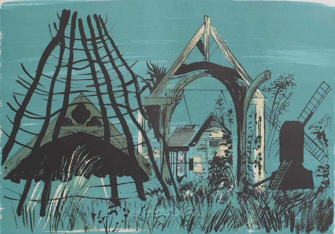John Piper CH (1903-1992): John Piper CH (1903-1992) ▴ John Piper CH (1903-1992) 'Avoncroft Museum' (Levinson 258) lithograph in colours, 1976, signed 'John Piper' and numbered '53/75' in pencil sheet 56 x 76cm Condition