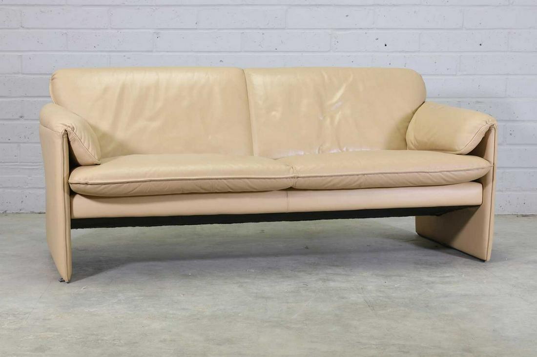 A 'Bora Bora' settee,: A 'Bora Bora' settee, A 'Bora Bora' settee, designed by Axel Enthoven in 1983 for Leolux, upholstered in beige leather, 176cm wide 83cm deep 78cm high