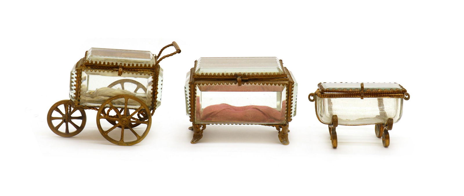 A group of three glass jewellery caskets (1 of 4)