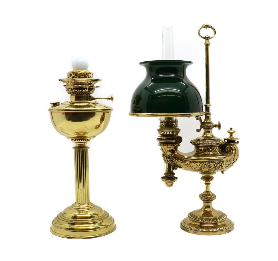 A Victorian brass oil lamp, (1 of 2)