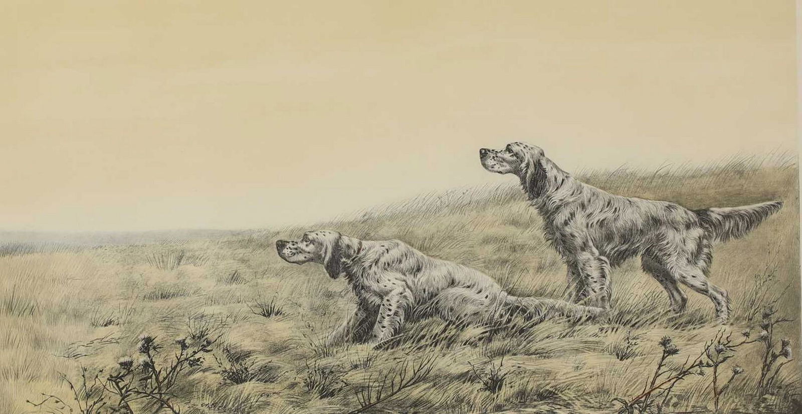 Léon Danchin (French, 1887-1938): Léon Danchin (French, 1887-1938) Léon Danchin (French, 1887-1938) A brace of pointers; A brace of setters; a pair, etchings in colour, signed in pencil l.l. and l.r. respectively, the first