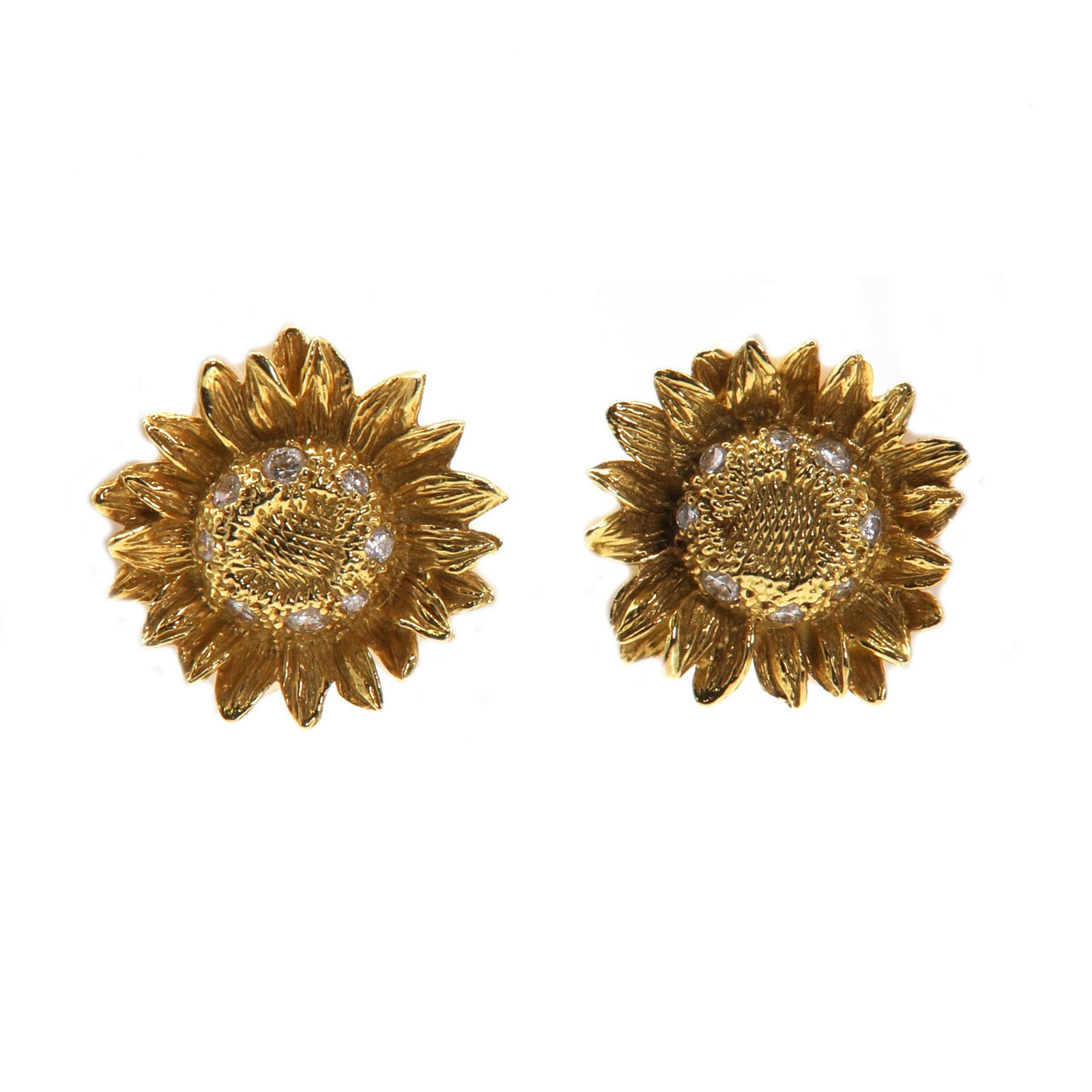 A pair of 18ct gold diamond set 'Sunflower' earrings by Asprey, (1 of 1)
