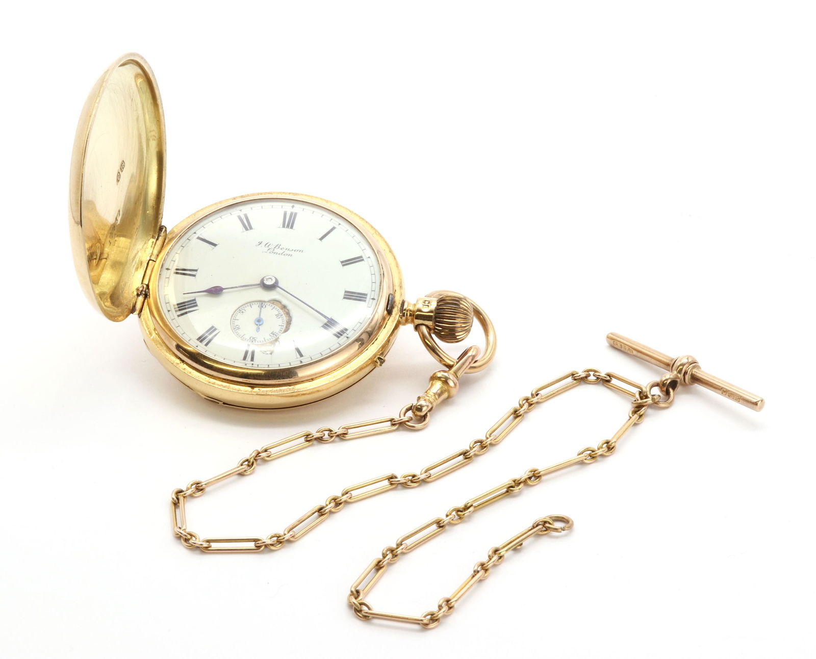 An 18ct gold side wide Hunter pocket watch, by J W Benson, (1 of 3)