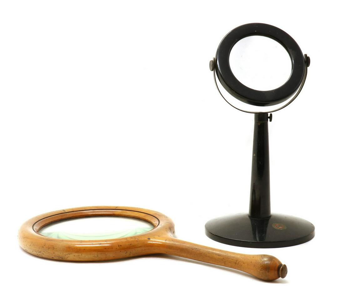 A large beech magnifying glass, (1 of 3)