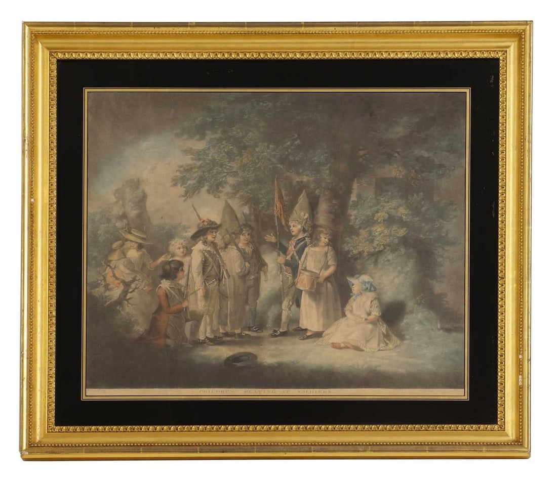 ☘ George Keating, after George Morland: ☘ George Keating, after George Morland George Keating, after George Morland 'Children Playing at Soldiers' coloured mezzotint 44 x 54cm, William Ward, after George Morland 'The Effects of Extrav