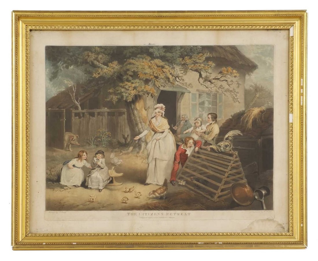 ☘ William Ward, after James Ward: ☘ William Ward, after James Ward William Ward, after James Ward 'The Citizens Retreat'; coloured mezzotint plate 48.5 x 61cm, By and after James Ward 'The Dairy Farm'; coloured mezzotint 49 x 62