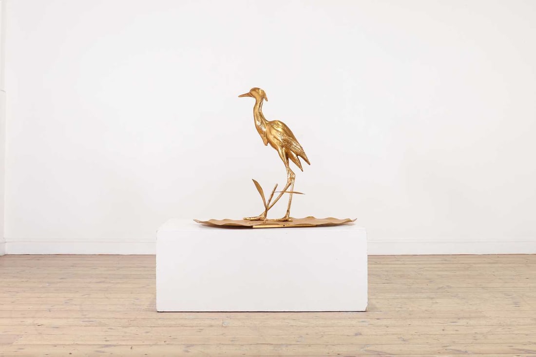 A brass model of a heron by Alfredo Freda for Cittone Oggi, (1 of 9)
