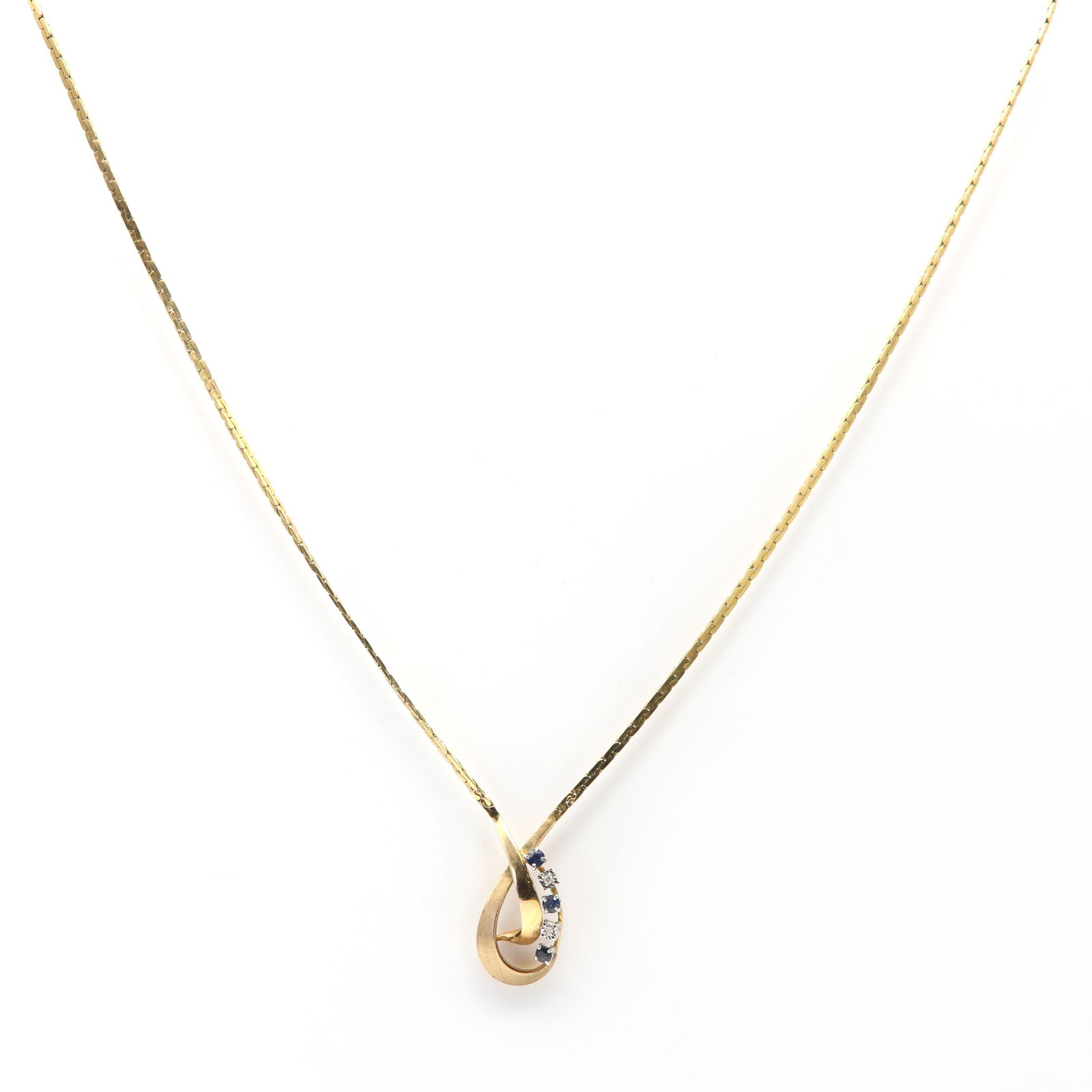 A 9ct gold sapphire and diamond necklace, (1 of 1)