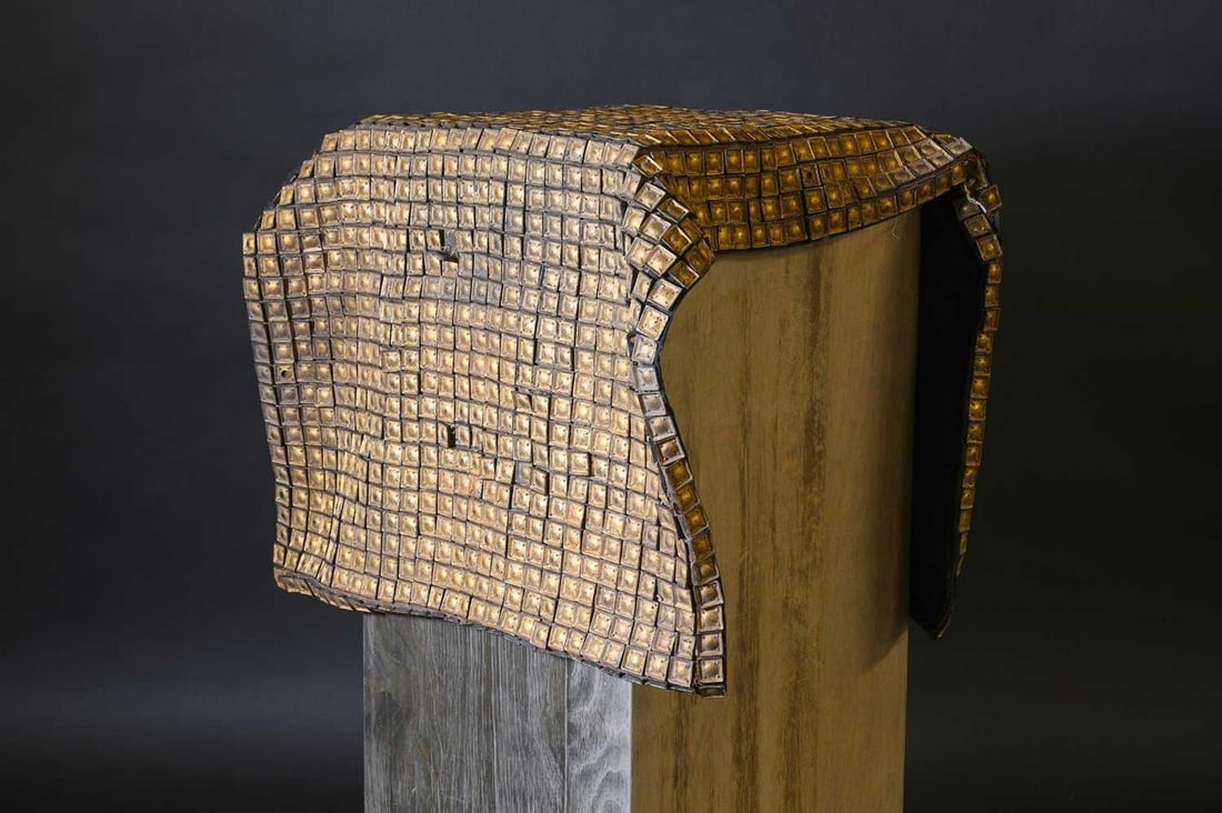 A Japanese bagai (horse armour),: A Japanese bagai (horse armour), A Japanese bagai (horse armour), Edo period (1603-1868), the shirigai, (croup, flank and thighs) covered in gold-textured lacquer, constructed of small square pieces i