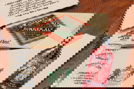 A group of four American advertising celluloid stamp books: A group of four American advertising celluloid stamp books A group of four American advertising celluloid stamp books, comprising a Witter Springs Water, San Francisco, The Champion Hardware Co, Genev