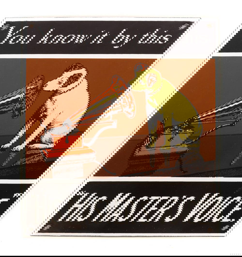 An Hmv Enamel Sign, Auction