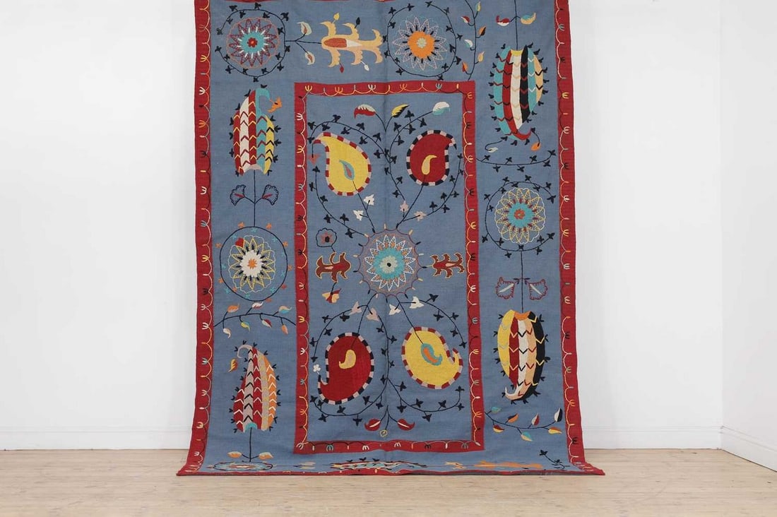 A suzani-inspired flat-weave rug, (1 of 5)