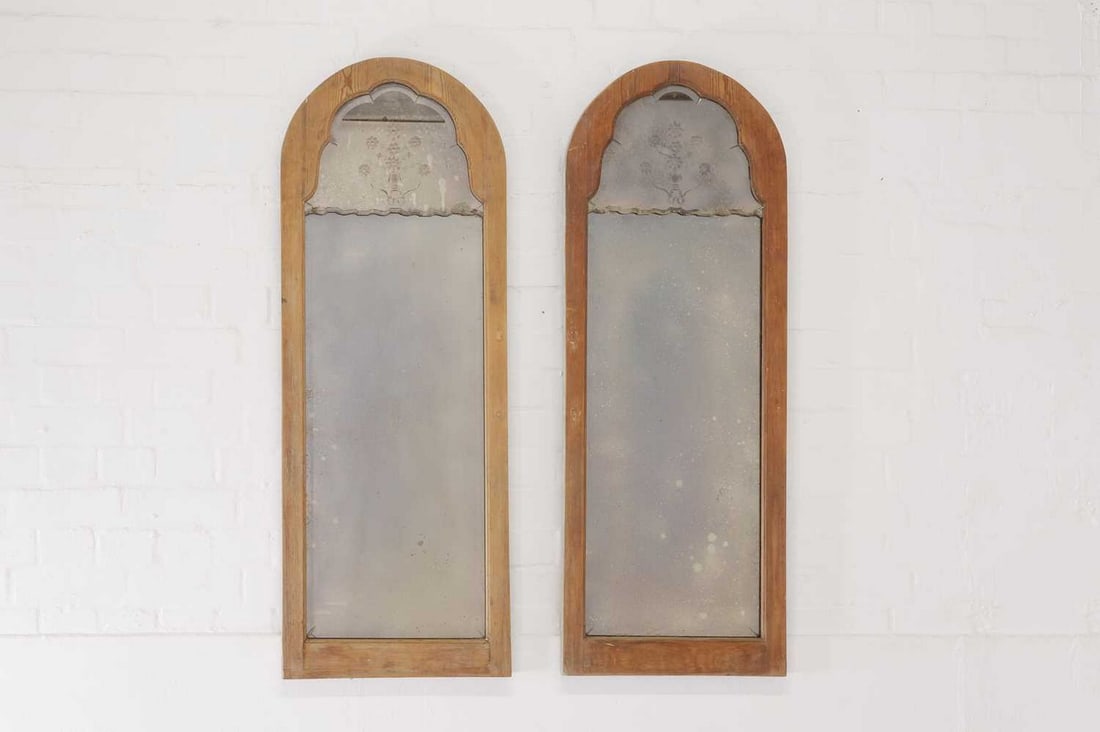 A pair of pine Art Deco mirrors, (1 of 4)