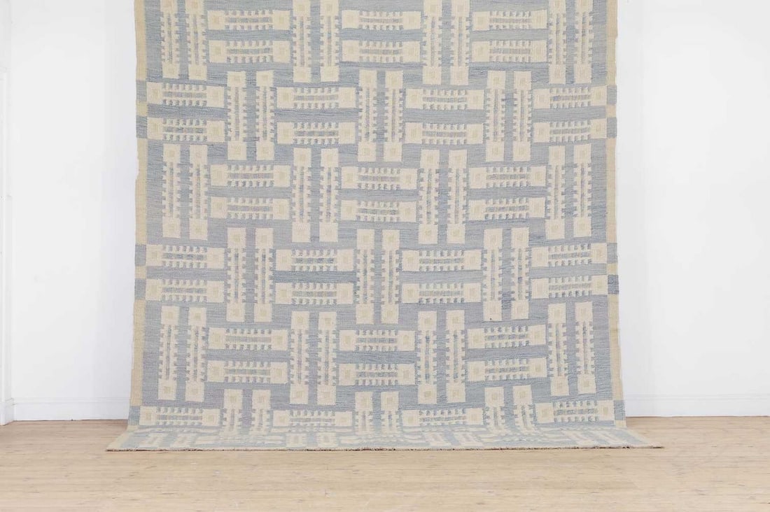 A kilim wool carpet of mid-century Scandinavian design, (1 of 4)