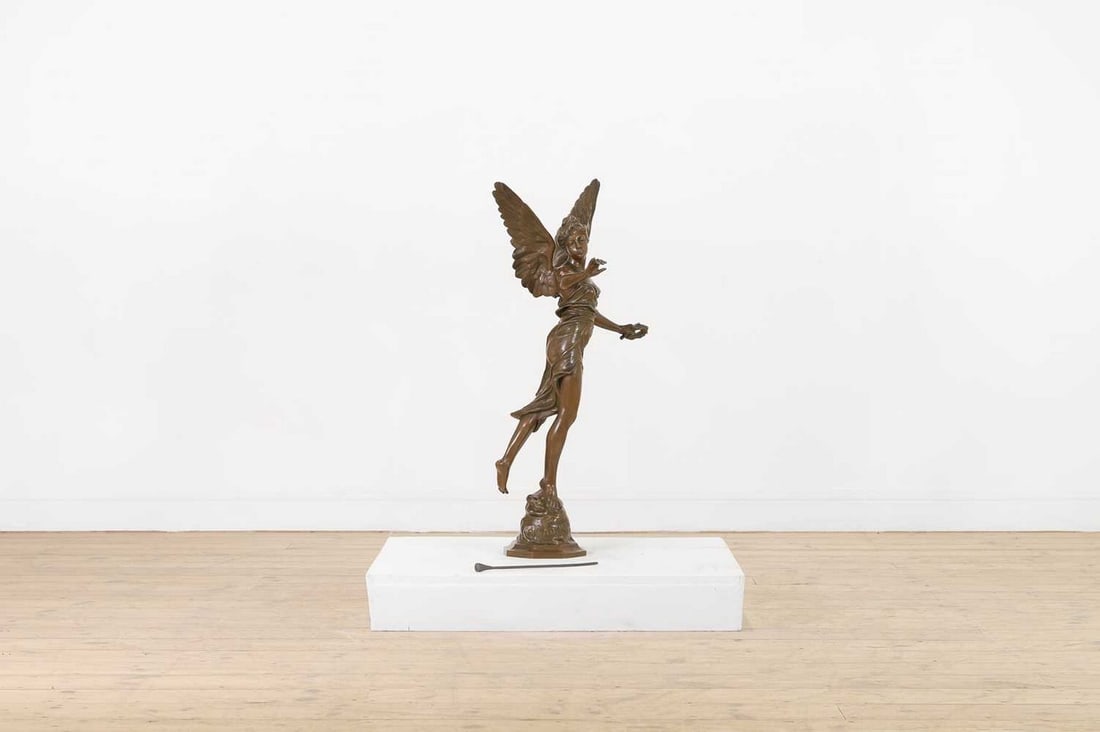 After Eugène Marioton,: After Eugène Marioton, After Eugène Marioton, ‘Victory’, bronze, the base inscribed 'AD MERITUM' and bearing a cast signature, 60cm wide 46cm deep 84cm high Provenance: A private