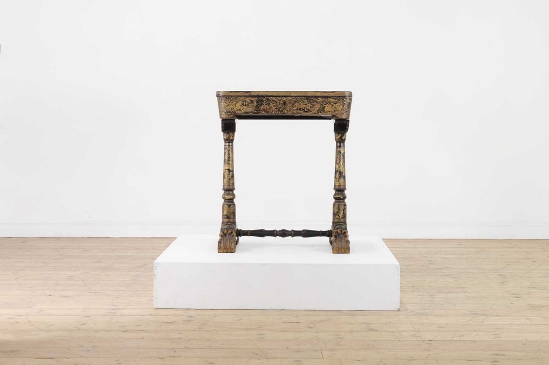An export black-lacquered and gilt worktable, (1 of 15)