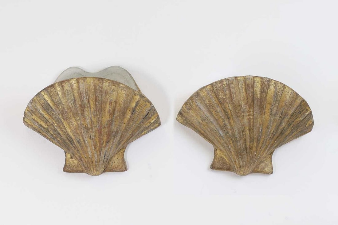 A pair of gilt terracotta wall lights, (1 of 5)