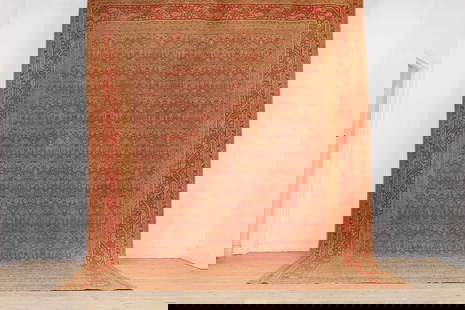 An Amritsar carpet,: An Amritsar carpet, An Amritsar carpet, c.1900, North Indian, woven with foliate motifs to a red and orange ground, 462 x 320cm Provenance: A private collection, Mayfair, London W1; acquired by the ab