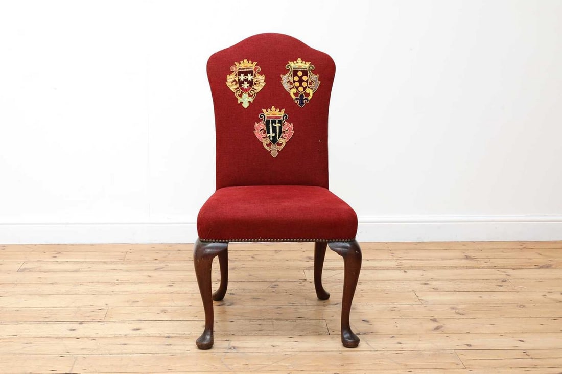 A Queen Anne-style upholstered side chair, (1 of 4)