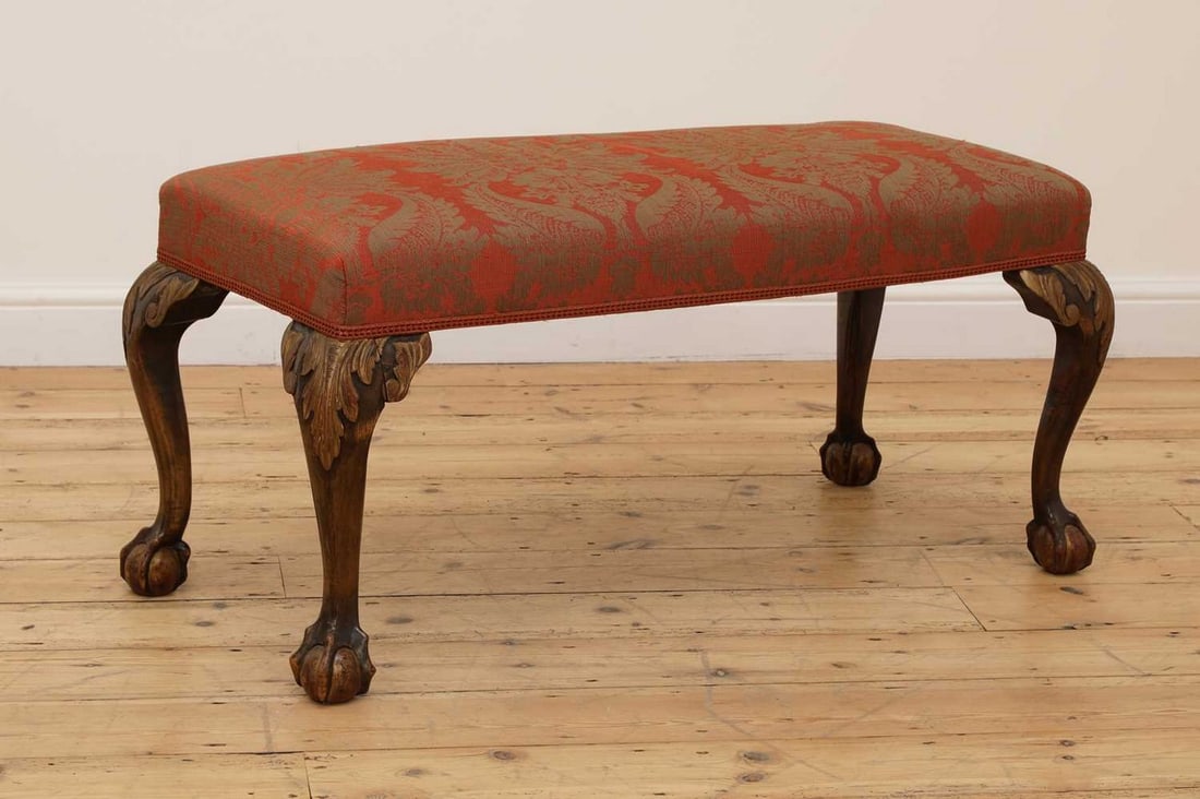 A George II-style walnut and parcel-gilt stool, (1 of 4)