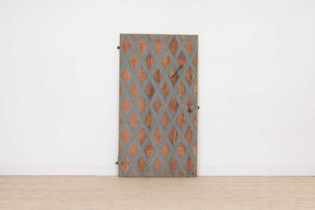 A painted wooden door panel, (1 of 6)