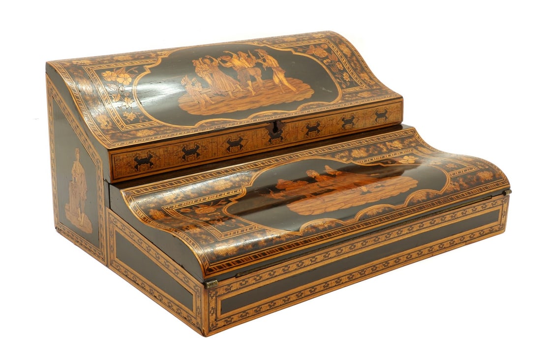 A Sorrento Ware writing slope, stamped (1 of 5)